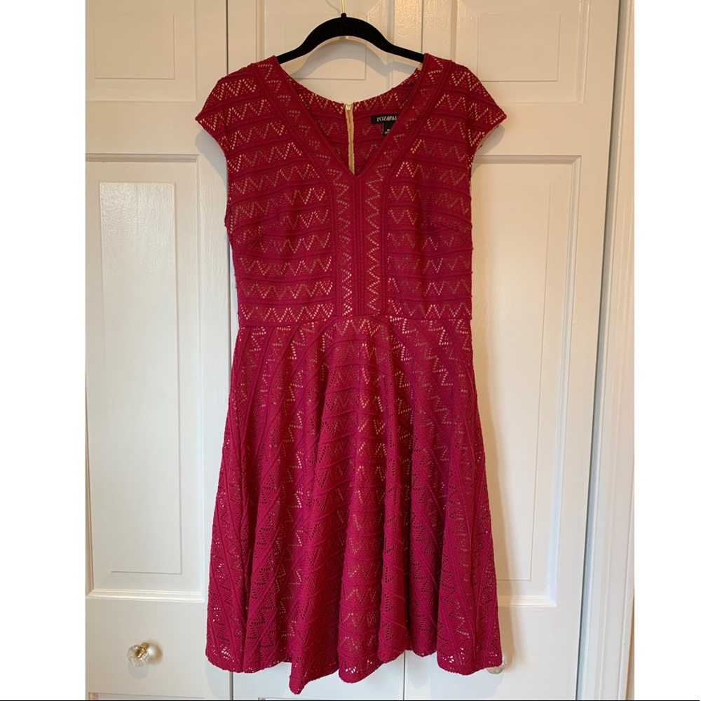 Roz & Ali pink lace a-line dress
